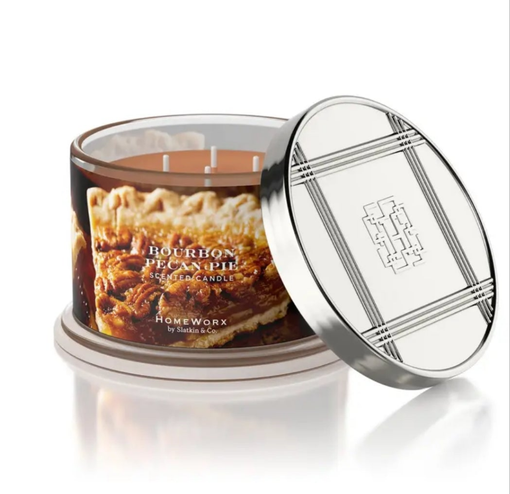 HOMEWORX Bougie parfumée à 4 mèches 510 g au bourbon et aux pacanes
