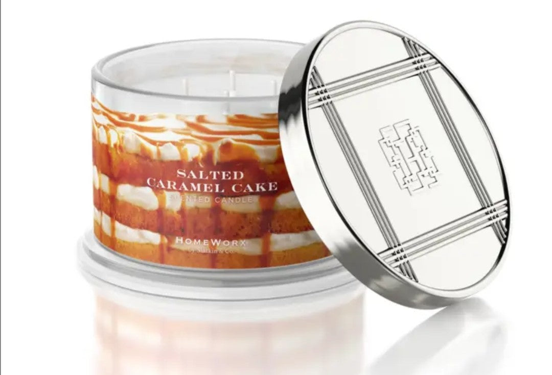 HOMEWORX Bougie parfumée à 4 mèches 510 g GÂTEAU AU CARAMEL SALÉ