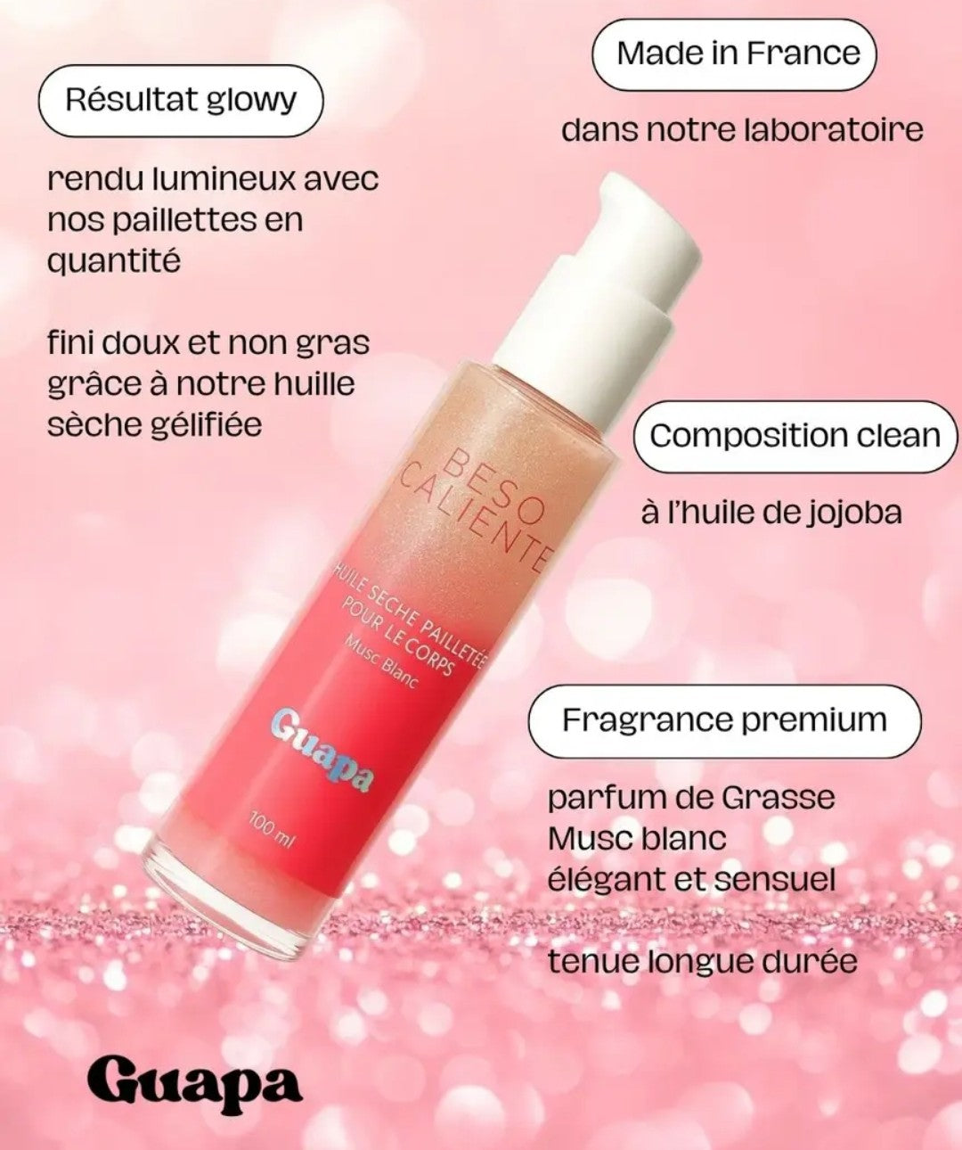 Huile sèche pailletée