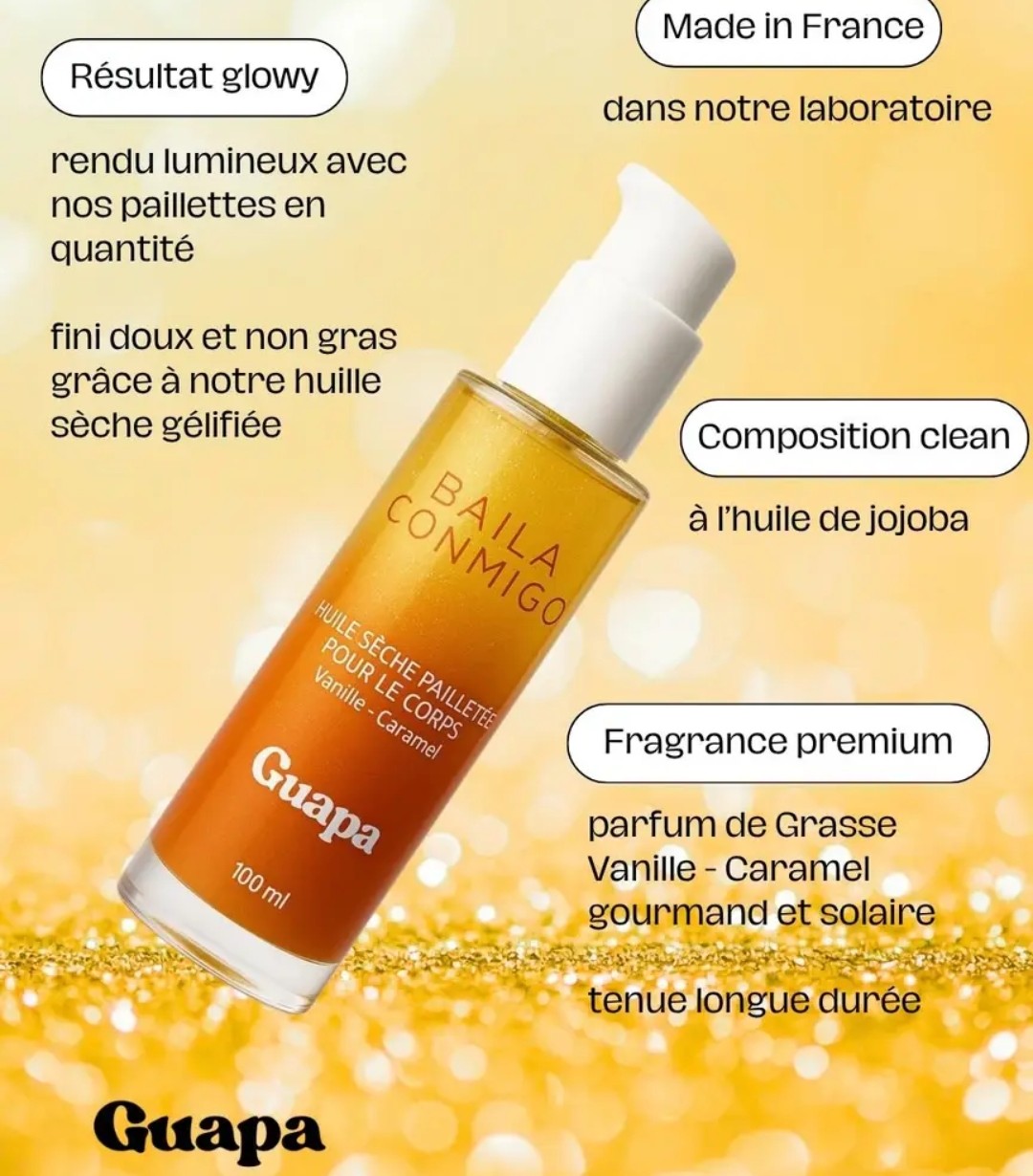 Huile sèche Pailletée Vanille Caramel