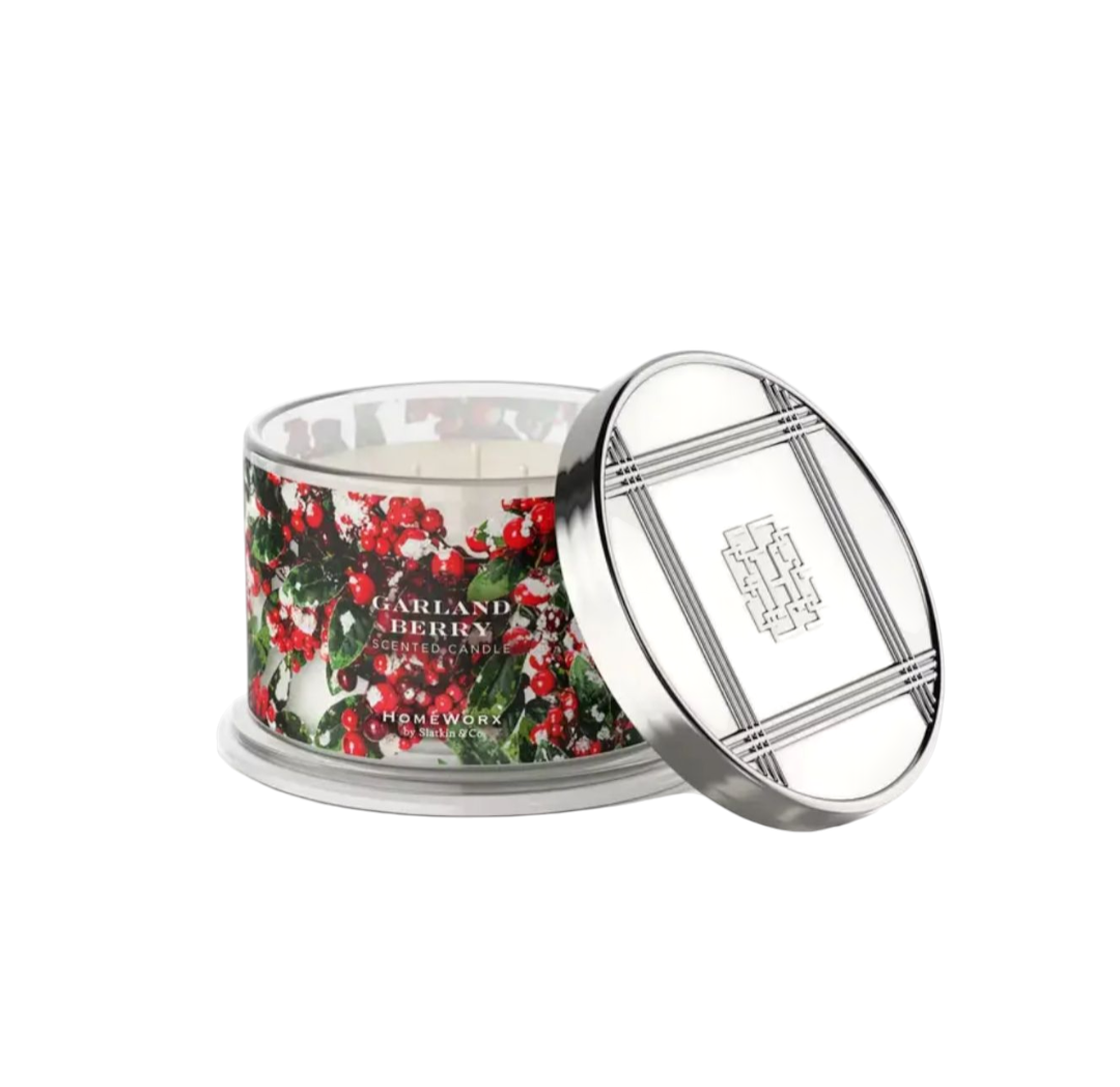 HOMEWORX Bougie parfumée à 4 mèches 510g BAIE DE GUIRLANDE